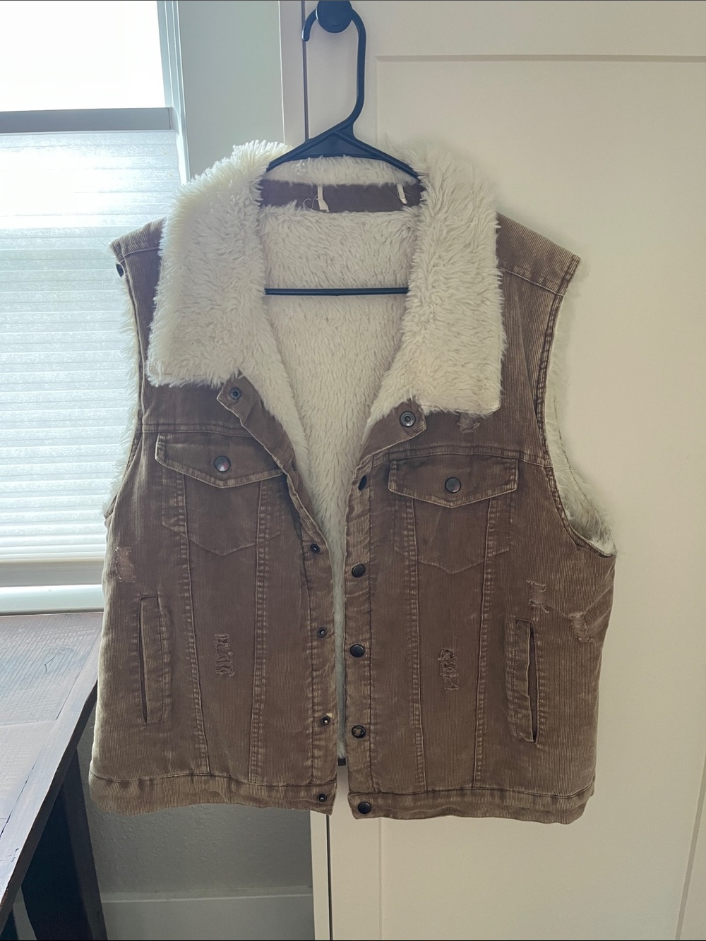 Brown Sherpa-Lined Cordoroy Vest